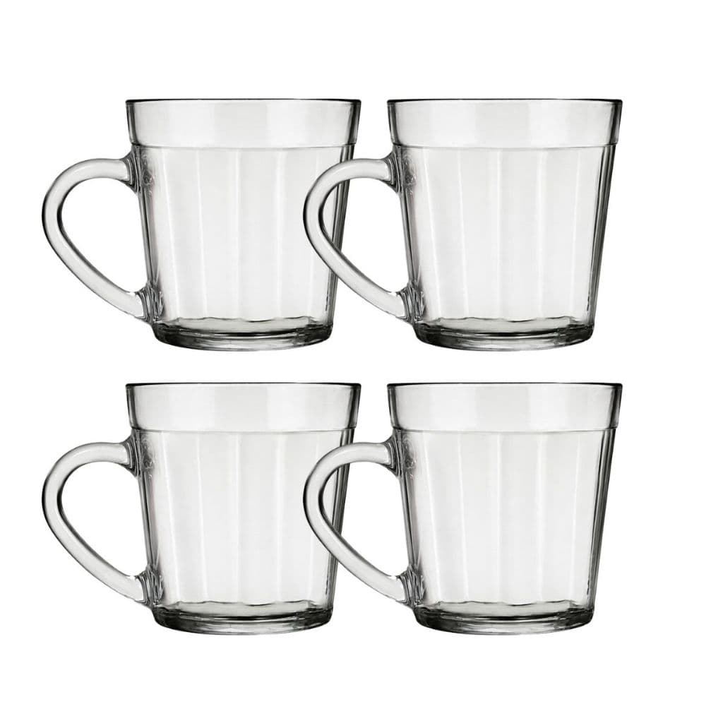 Kit 4 Canecas De Vidro 270ml Elegante para Café Cappuccino Chá Mesa Posta Reunião Refeição Brunch