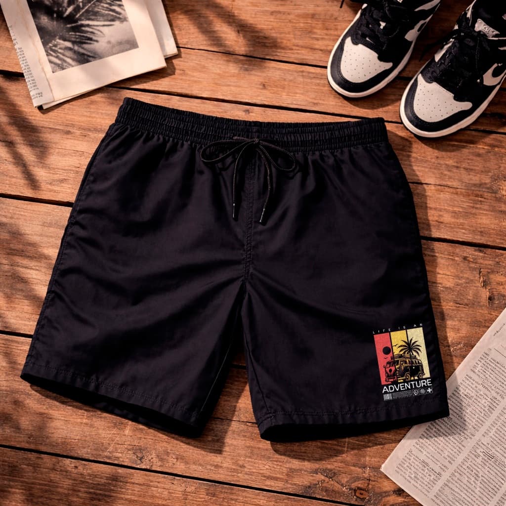 Short Masculino Bermuda Mauricinho Kombi Adventure Casual Praia Estilo Premium Esportivo Tactel