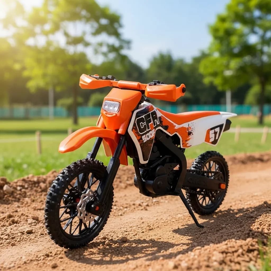 Moto De Brinquedo Grande Mega Realista Cross Trilha Menino Laranja