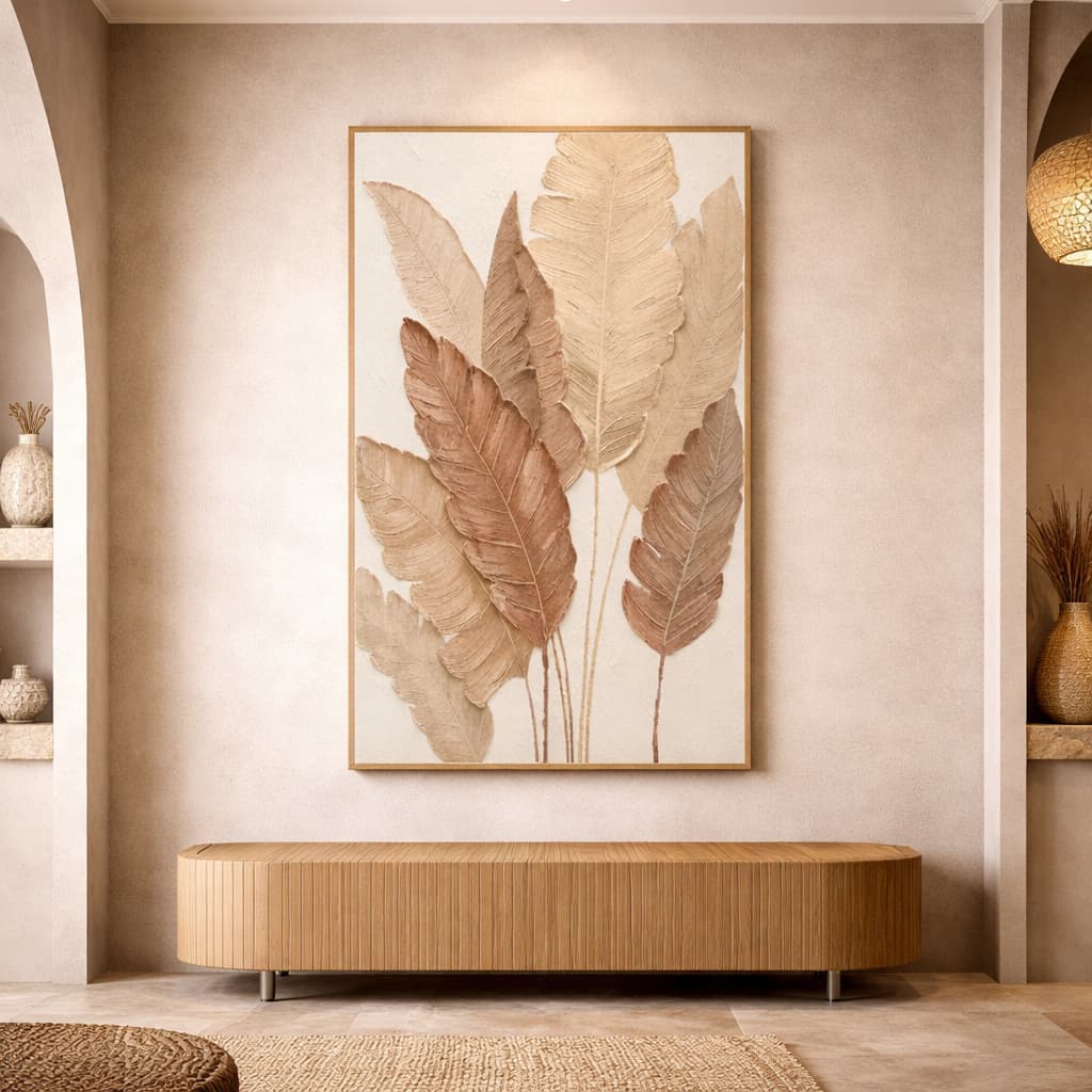 Quadro Decorativo Folhagem Clean Grande Decore Quarto Sala Copa Escritórios Hall de Entrada