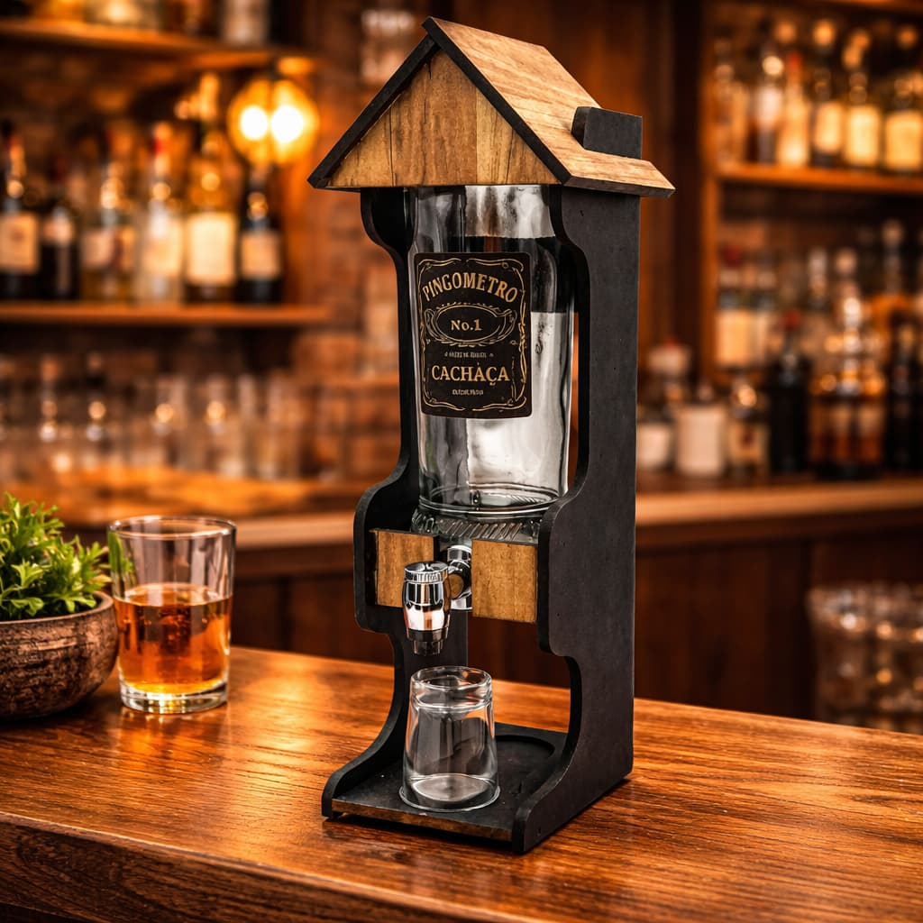 Pingometro Garrafa Litro Casinha 1L Pinga Cachaça