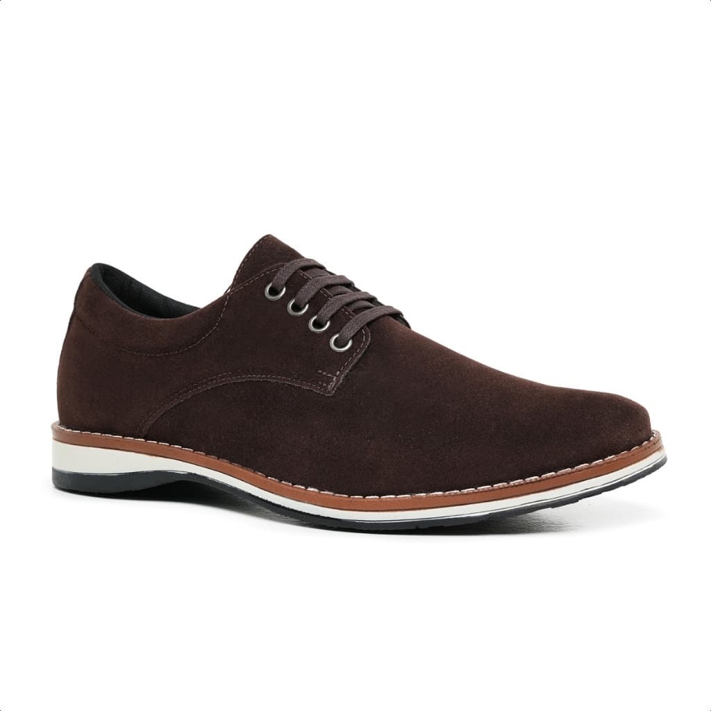 Sapato Masculino Social Casual Oxford Confortável em Camurça Moderno e Elegante Marrom