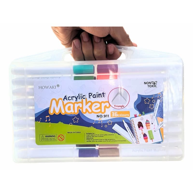 Kit 36 Canetas De Tinta Acrílica Cores Vivas E Duráveis Branco 36 Cores