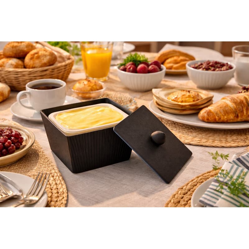 Porta pote Margarina Black Mantegueira Organizador Qualy 500g mesa posta. Manteiga Margarina Black