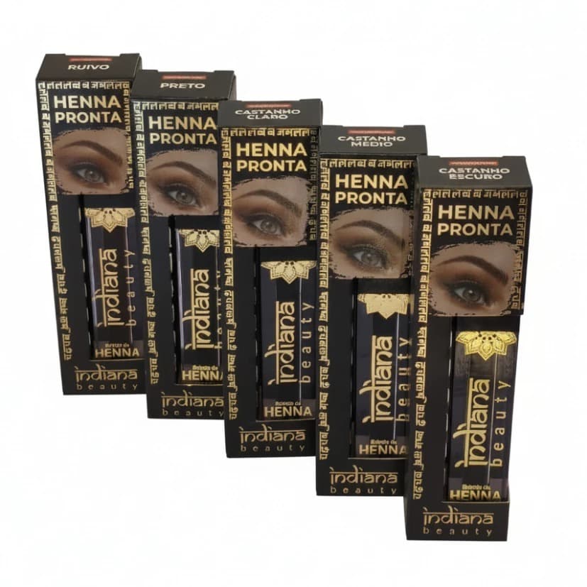 Henna Pronta Sobrancelhas Castanho Claro Médio Escuro Preto Ruivo Indiana Beauty 4 g Designer