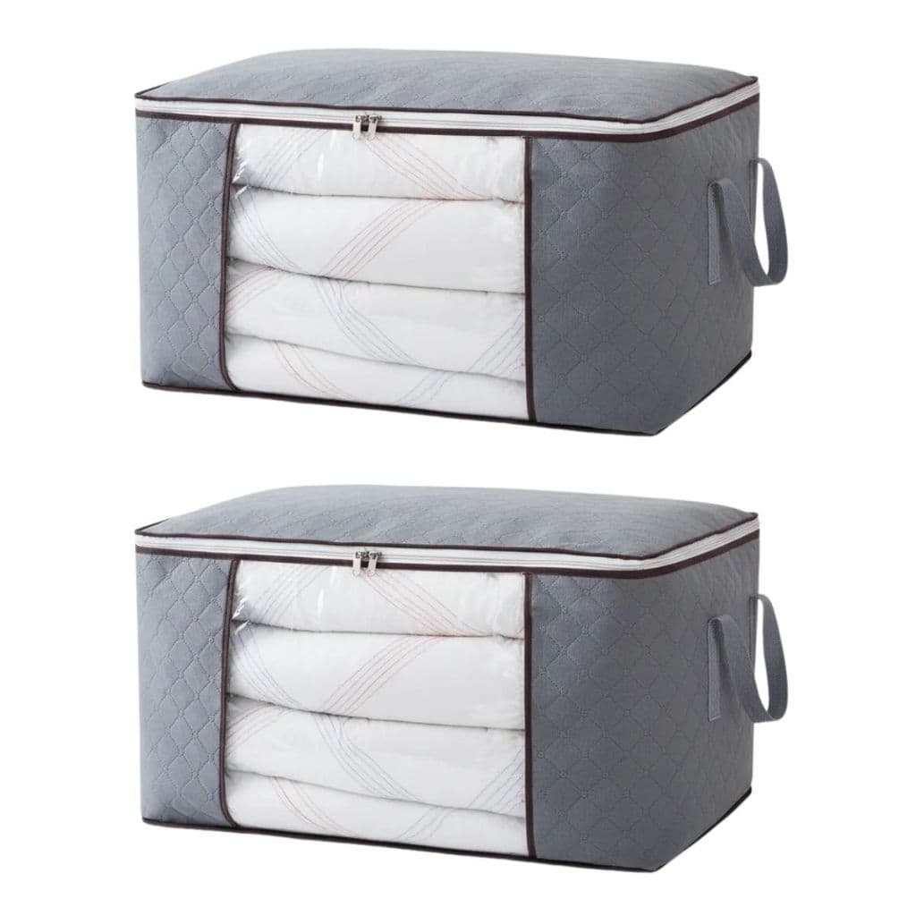 Kit 2 Saco Organizador Closet Abertura Ampla Dobrável Respirável Guarda Cobertor Edredom Roupa 60cm
