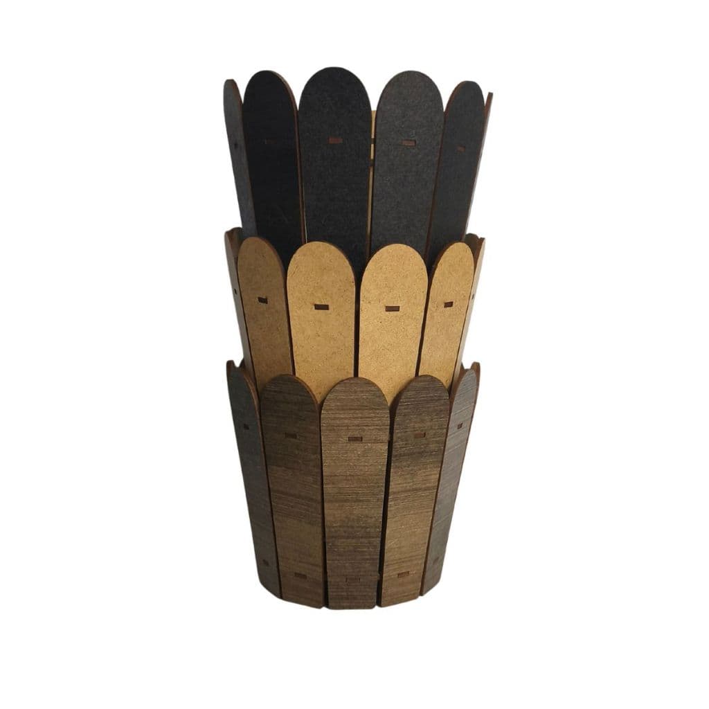 Cachepo Vaso Decorativo Mini Balde Madeira MDF Amadeirado Preto ou Crú