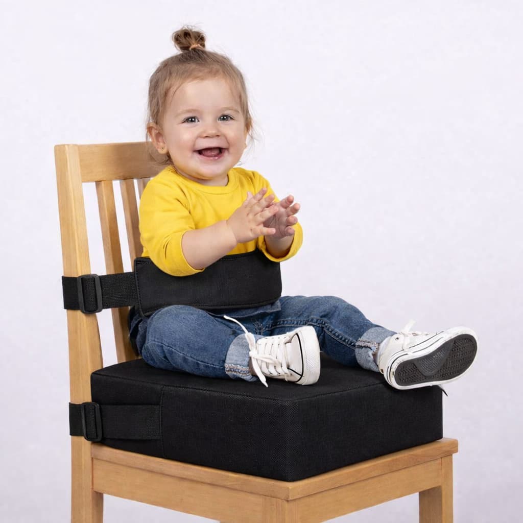 Kit Assento de Elevação Infantil + Cinto de Segurança | Impermeável, Ajustável e Portátil - PRETO