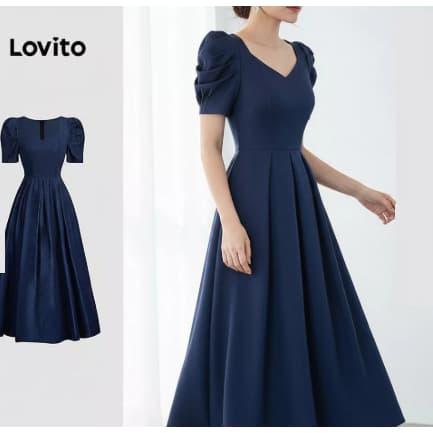 Vestido Jeans Elegante Plissado Primavera/Verão Vestido Azul Para Mulheres Tamanho: M