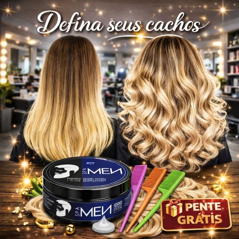 Pomada Modeladora Para Definir Cachos 50g Proteção Térmica Anti Frizz + Pente Grátis