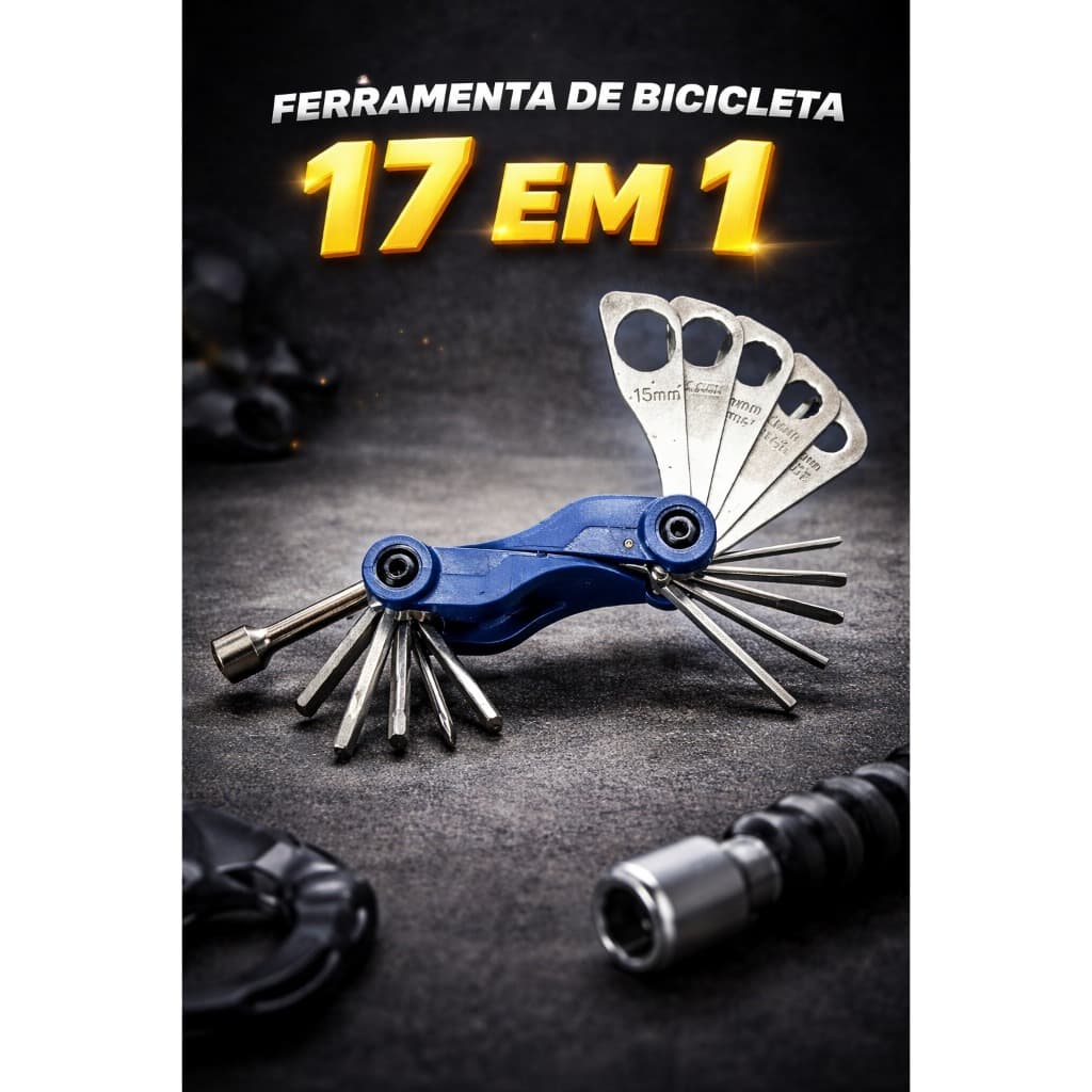 Kit Jogo Ferramentas Bike 17 em 1 Bicicleta Compacto Ciclistas Trilhas Reparo Rápido Ciclismo Chave
