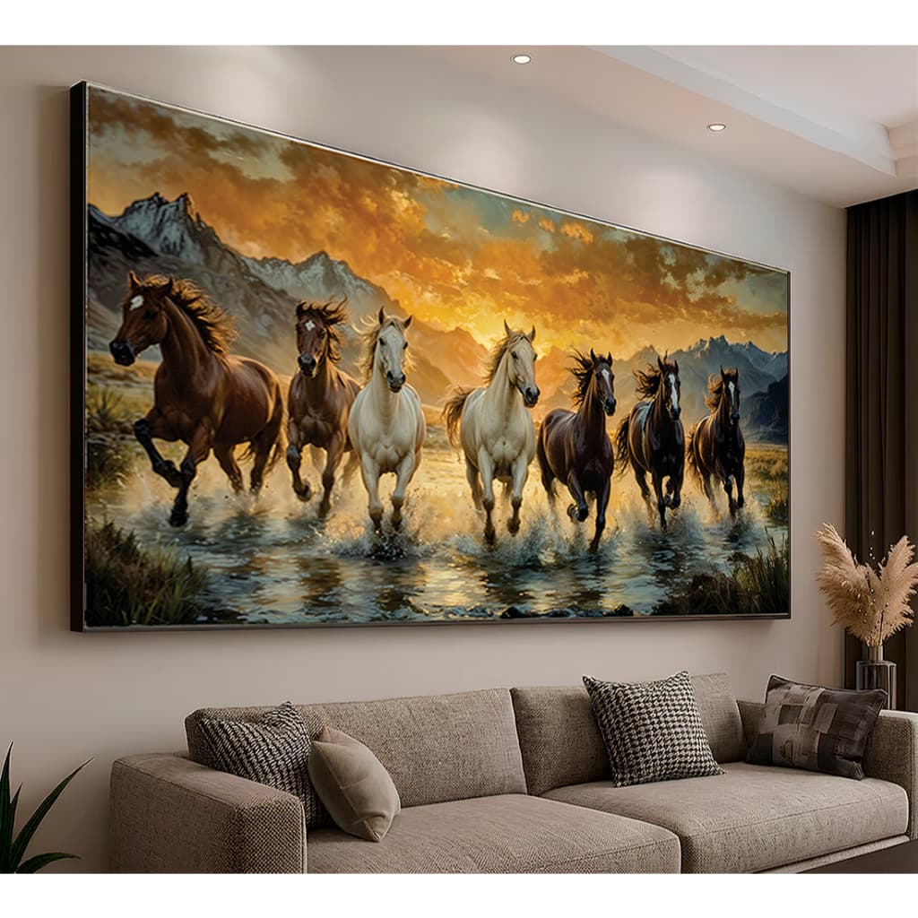 Quadro Decorativo Cavalos Selvagens Correndo Livre Arte Abstrata Linda Inspiradora para Escritório