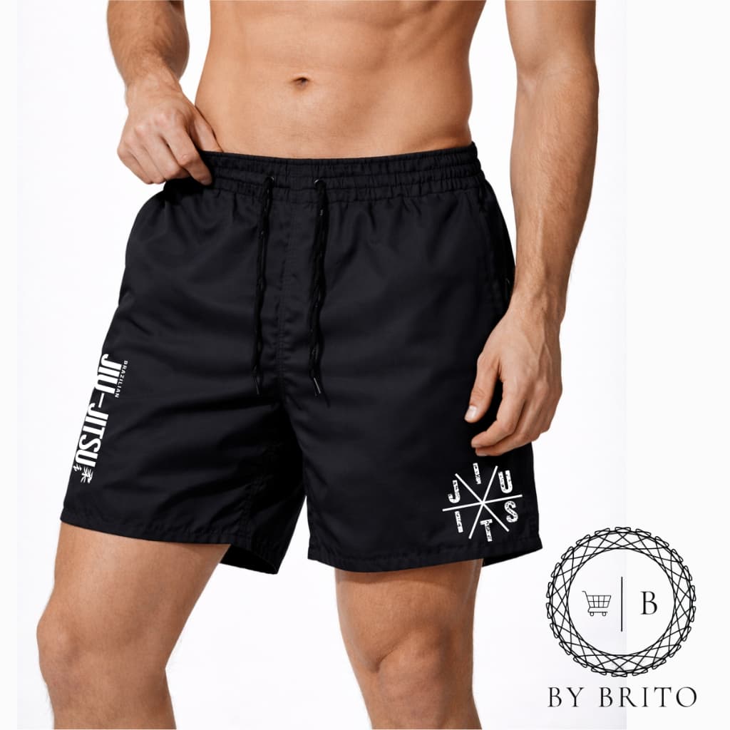 Bermuda Shorts Mauricinho Masculina Esportiva JIU JITSU 02 Academia Corrida Skate Basquete Leve Confortável