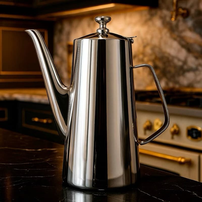 Bule Bico Longo Chaleira Com Tampa 1,5L Café Chá Hotel Restaurante Aço Inox Alto Brilho Gourmet Luxo