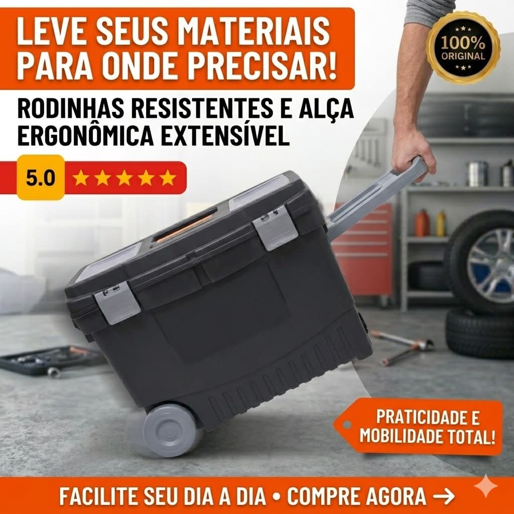 Caixa plástica para ferramentas com rodas 23" - CAR BOX 5100 - Arqplast