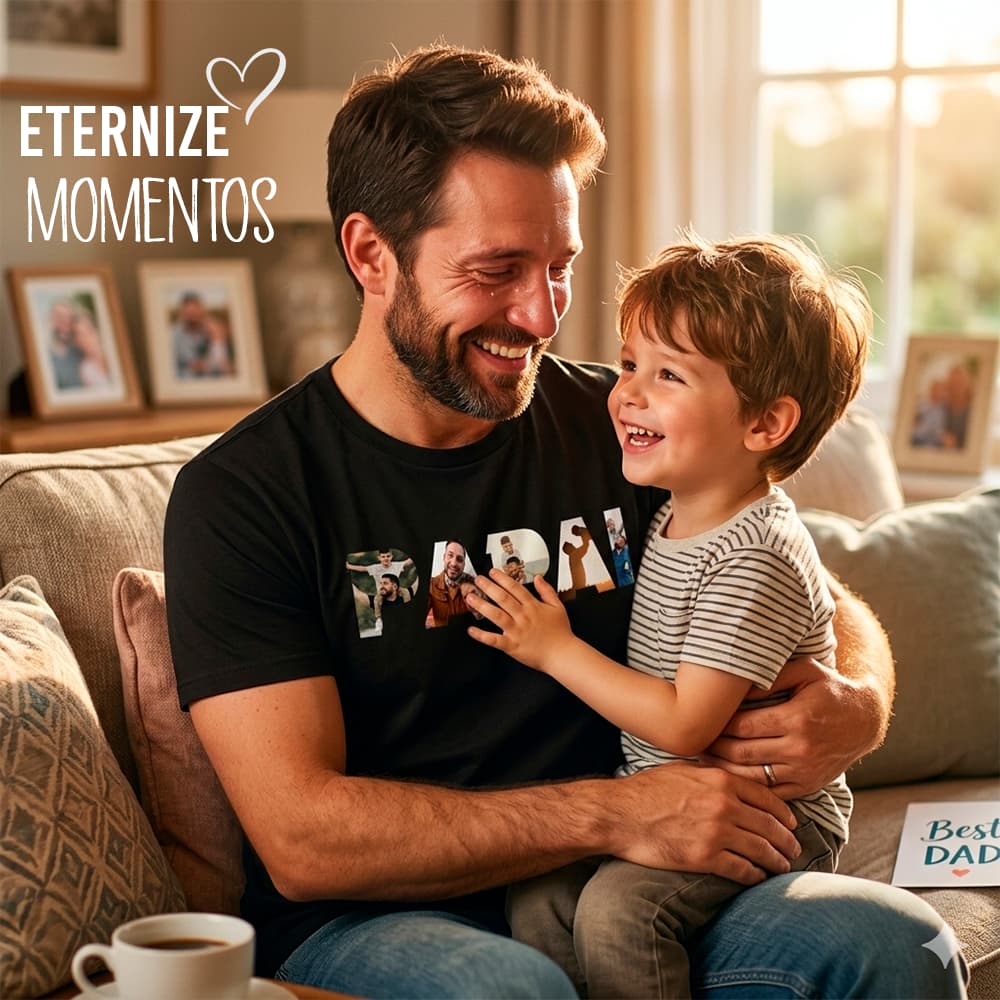 Camisa Algodão Premium dia dos Pais - Presente Perfeito Personalizada com suas Fotos