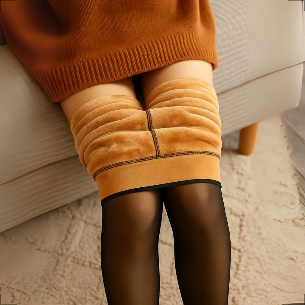Meia Calça Feminina de Lã Forrada Peluciada Térmica Super Grossa Quentinha