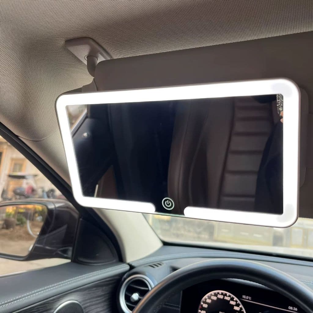 Espelho LED Para Quebra Sol De Carro Com 3 Modos de Led Maquiagem Touch