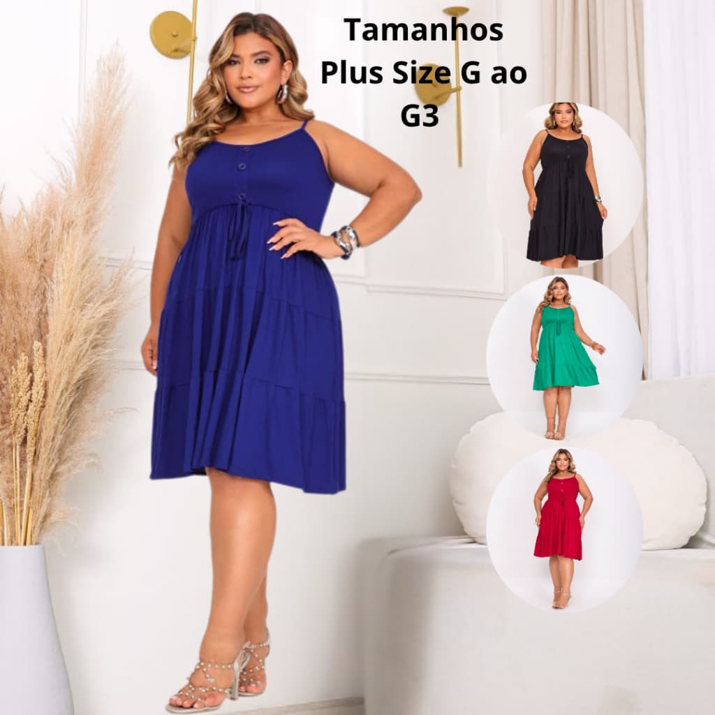 Vestido Alça Plus Size Midi Feminino Soltinho Malha Verão Casual Moda Básico Qualidade Premium