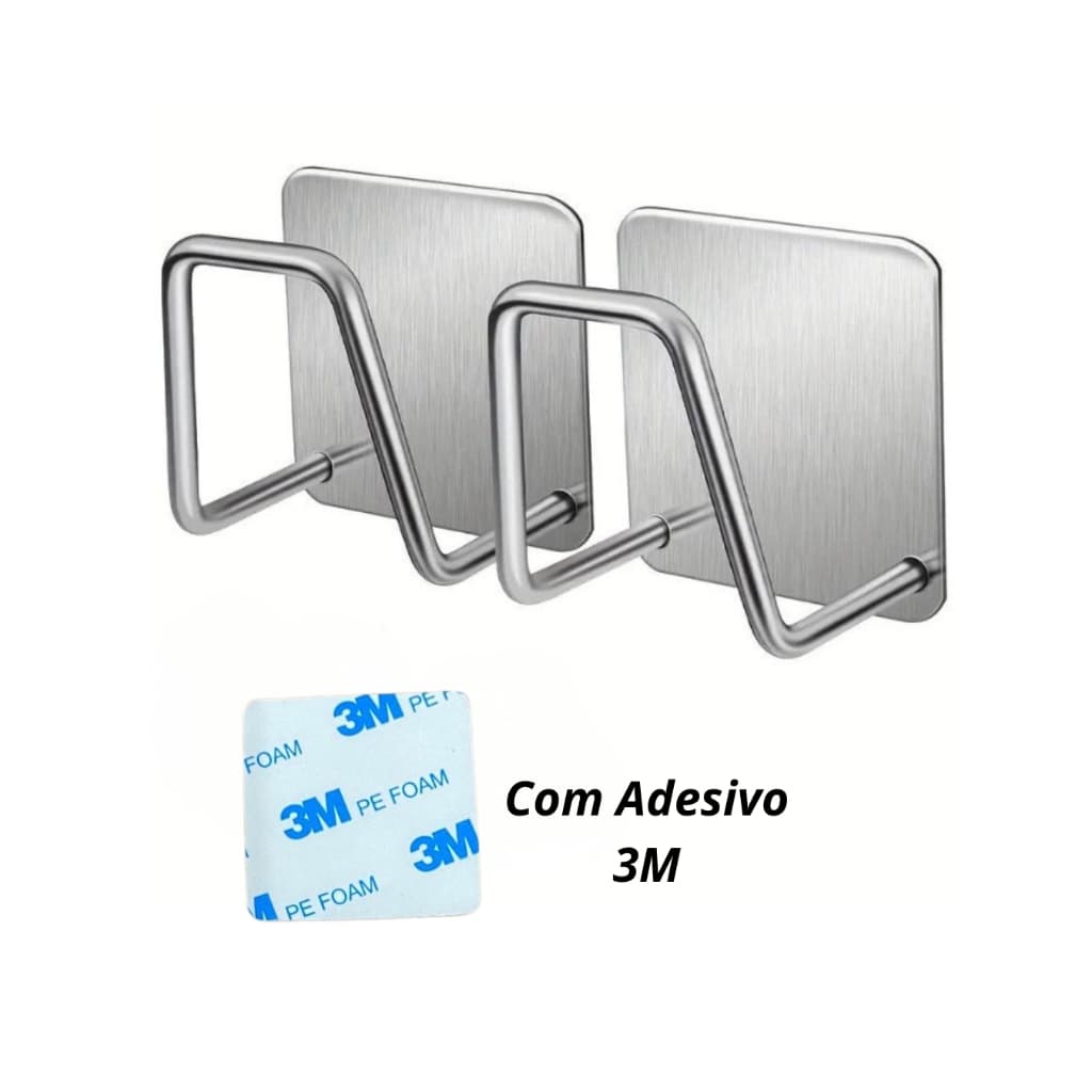 Gancho Adesivo 3M Aço Inoxidável Multifuncional Suporte Porta Esponja para Bucha de Pia, Parede e Banheiro