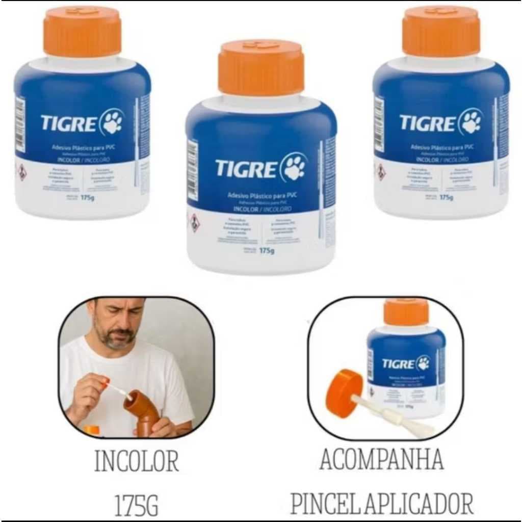Cola Para Cano 175g Tigre Adesivo Plástico PVC Incolor