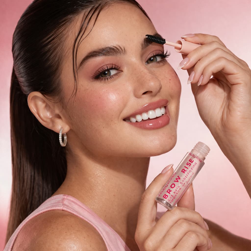 Brow Rise Ruby Rose Gel Fixador de Sobrancelhas Transparente 2 em 1 com Longa Duração