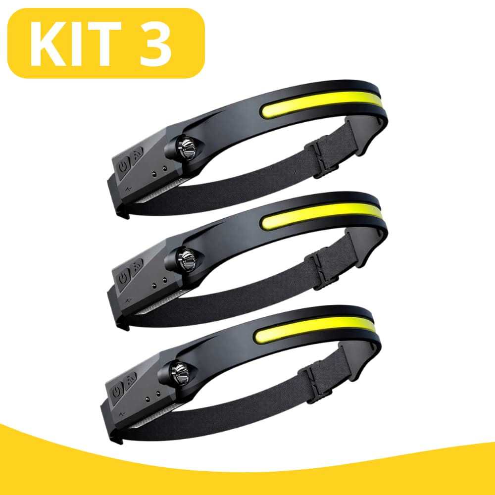 Kits Lanterna de Cabeça Recarregável 3 Led / Camping Torch USB