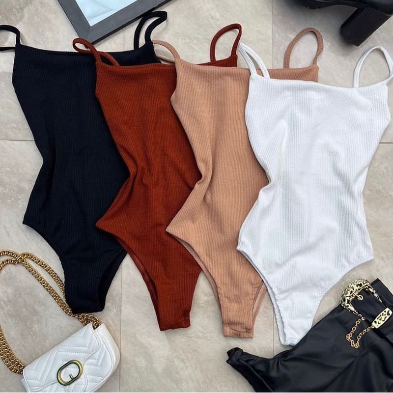 KIT Body Feminino Alcinha Canelado Alça Fina  Roupa Blusinha Moda Feminina