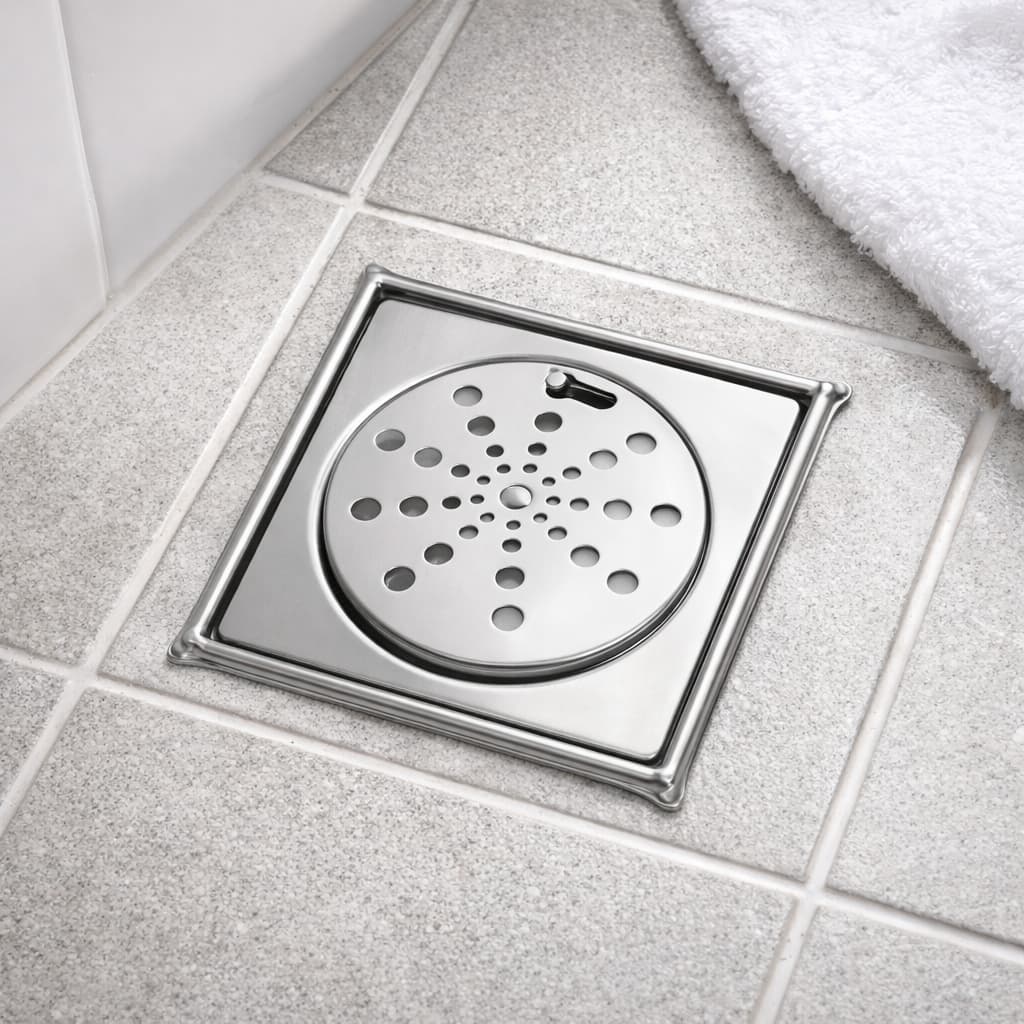 Ralo Grelha Quadrado Com Caixilho Inox Aço Inox 304 Veda Cheiro Odor Insetos para Banheiro