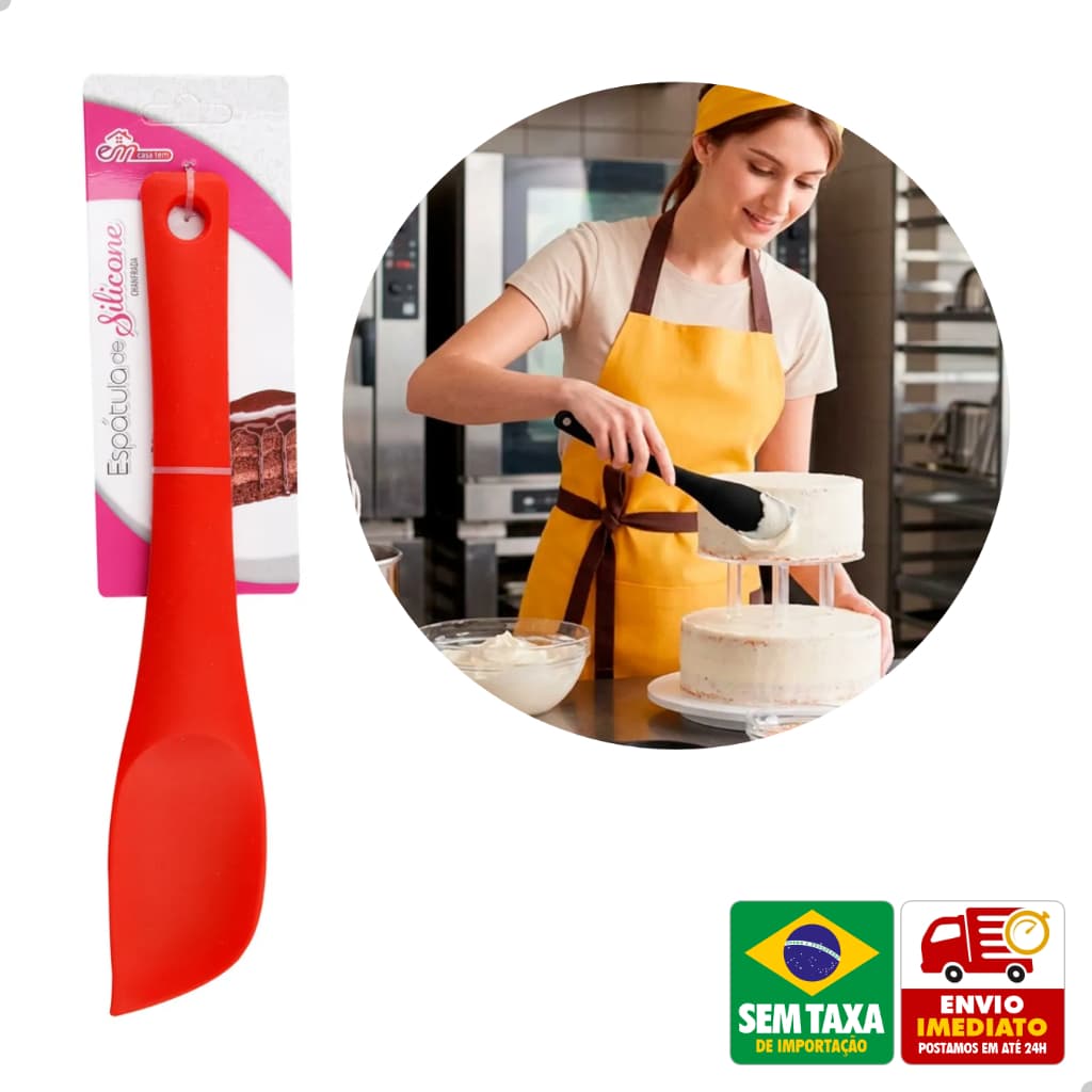 Espátula Raspadora Silicone 28cm Chanfrada Cozinha Antiaderente Resistente Calor BPA