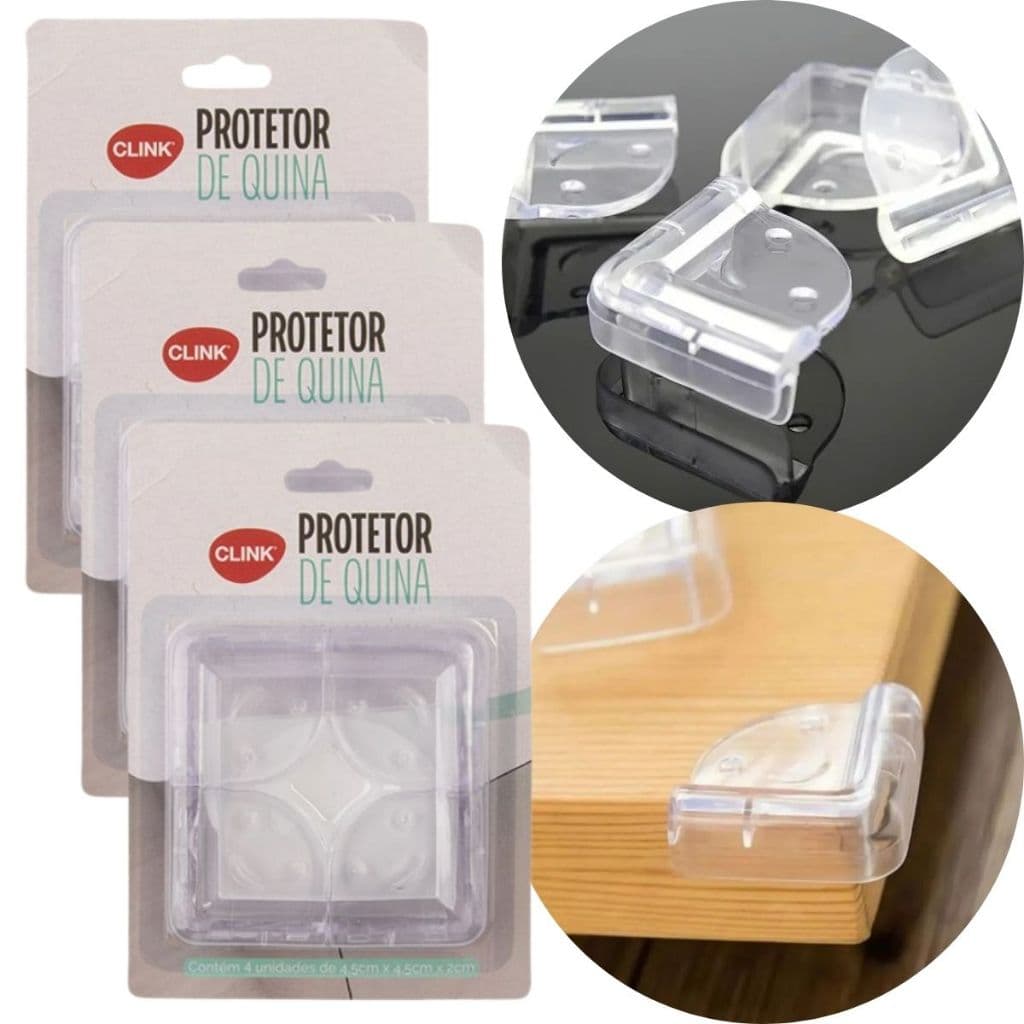 Kit 12 Protetor De Quina Silicone 4,5Cm Protetores Anti Impacto Para Bebe Criança Bebê Transparente