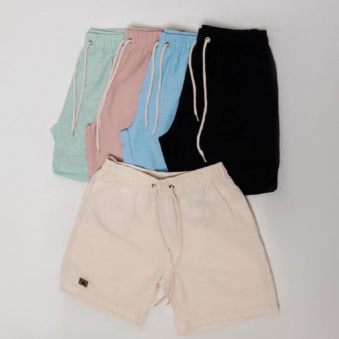 Kit 2 short linho premium mauricinho bermuda sarja colorida elegante moda praia despojada slim casual