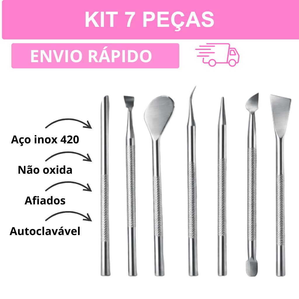 Kit Podologia Profissional 7 Peças Inox Removedor de Calos Unha Encravada
