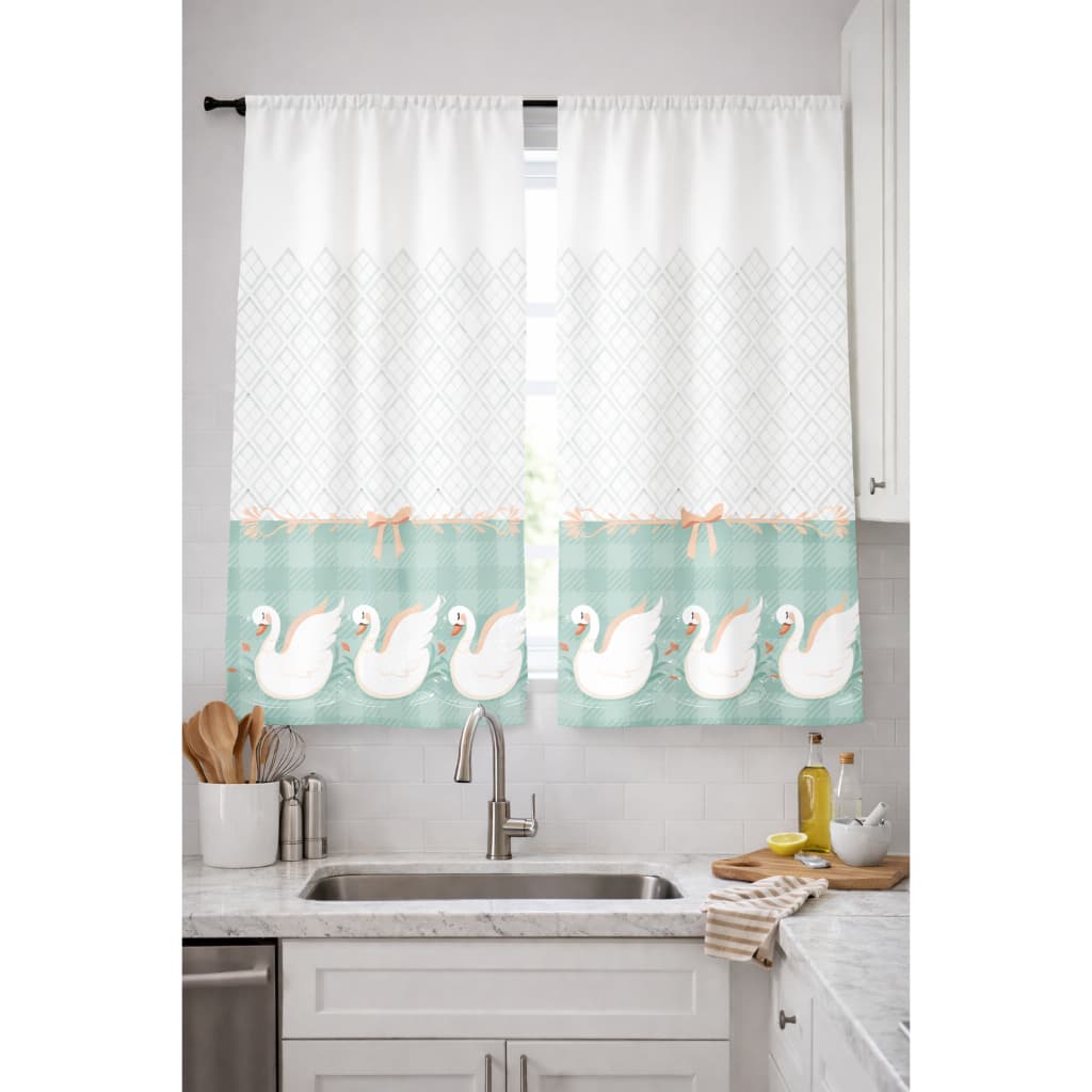 Cortina para Cozinha Estampada Oxford Decorativa 2,10x1,40m Cortina de Cozinha