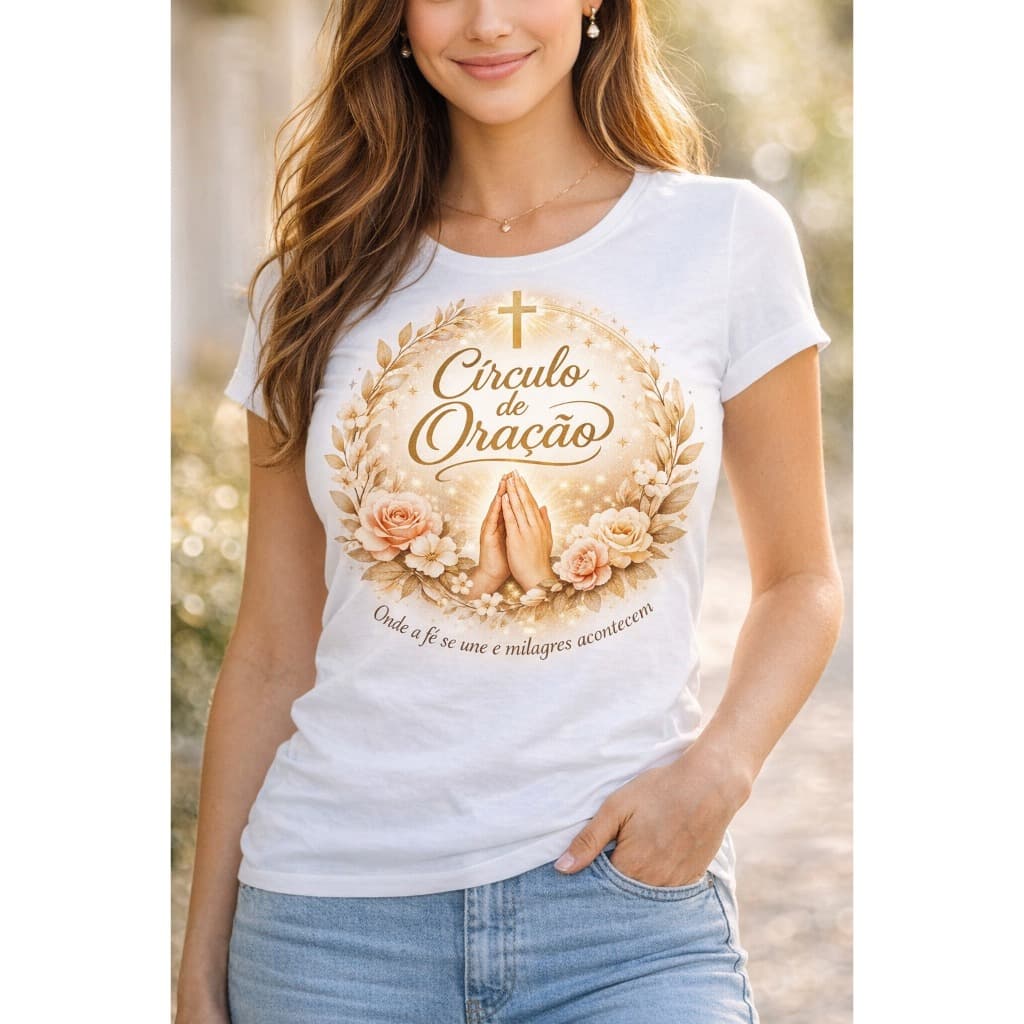 T-shirt fem, circulo de oração, culto de irmas, fé