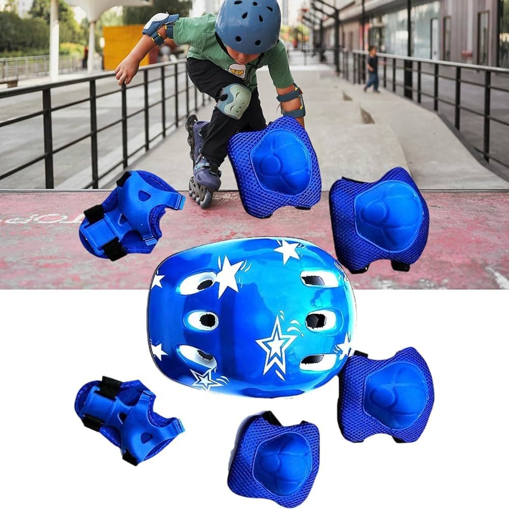 Kit Proteção Infantil 7 Peças Capacete Joelheira Cotoveleira Luvas - Bicicleta Patinete Skate Patins SEGURANÇA