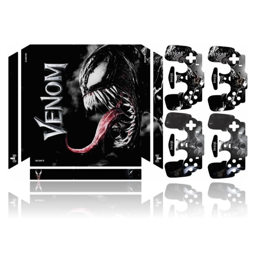 Kit Adesivo PS4 FAT Adesivo + 4 Adesivos Controles PS4 FAT Completo Alto Brilho / Venom