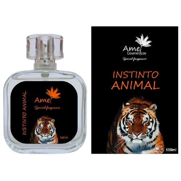 Perfume Instinto Animal Masculino Amei Cosméticos Alta Fixação 33% de Essência Importada EDP