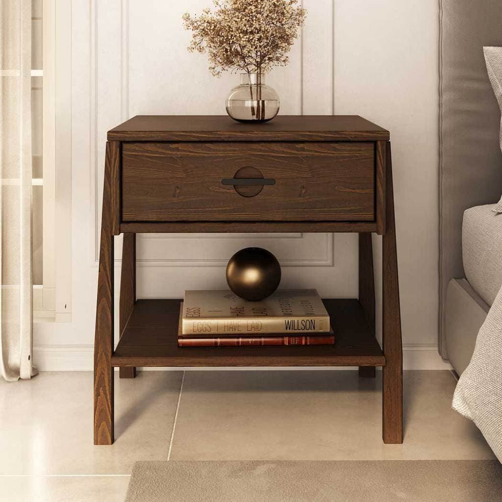 Cômoda de Cabeceira Quarto Madeira 50 cm Moderna Cor Imbuia Adamo
