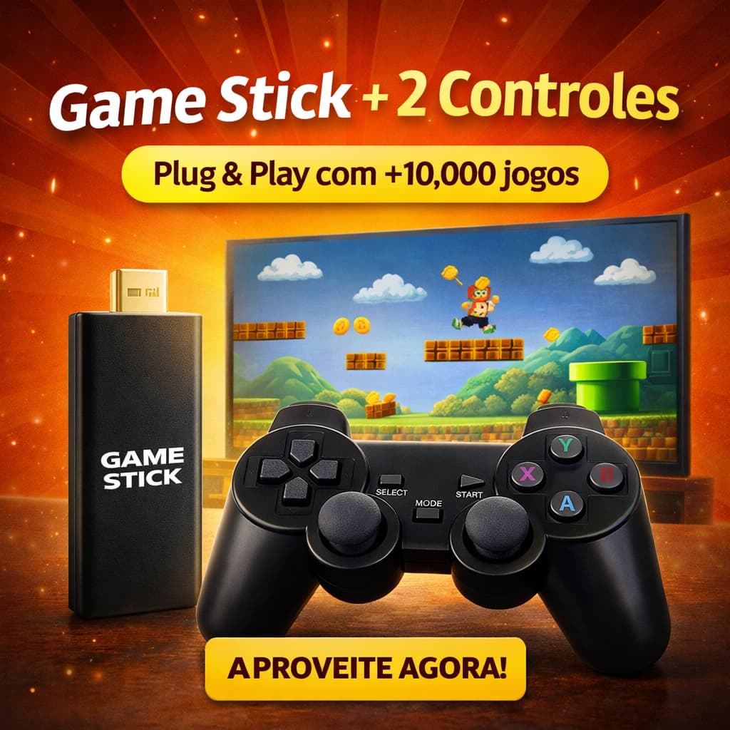 Game Stick 4K 10000 Jogos Console Retrô HDMI 2 Controles Sem Fio Videogame Retro TV