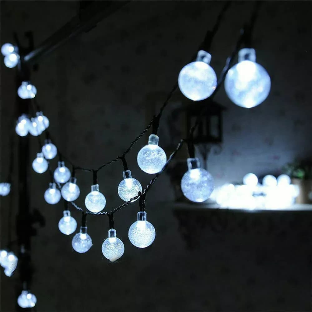 Cordão Varal LED 40 Bolinhas Cristal 10 Metros 110v- Luz  Branco frio Decoração