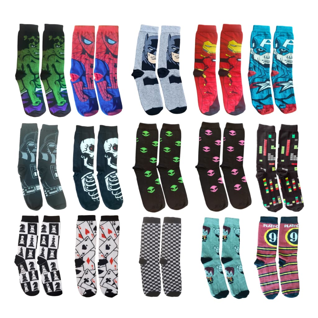 🧦KIT 12 PARES | MEIAS DIVERTIDAS-PERSONAGENS | ADULTO E INFANTIL | CANO ALTO💥ALGODÃO-CONFORTO