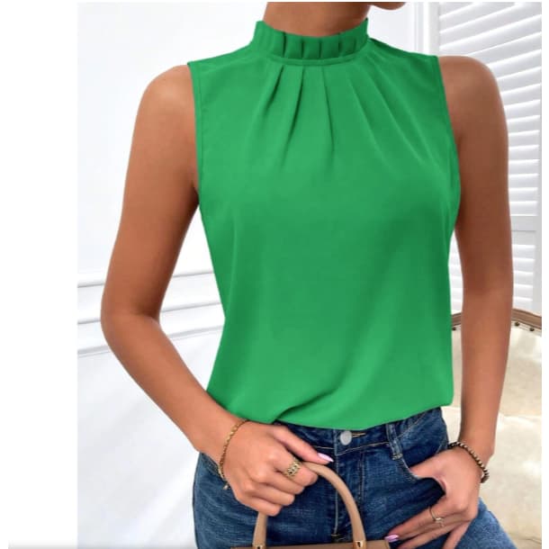 Regata Feminina Gola Padre Tecido Duna Confortável Leve Básica Elegante Moda Verão