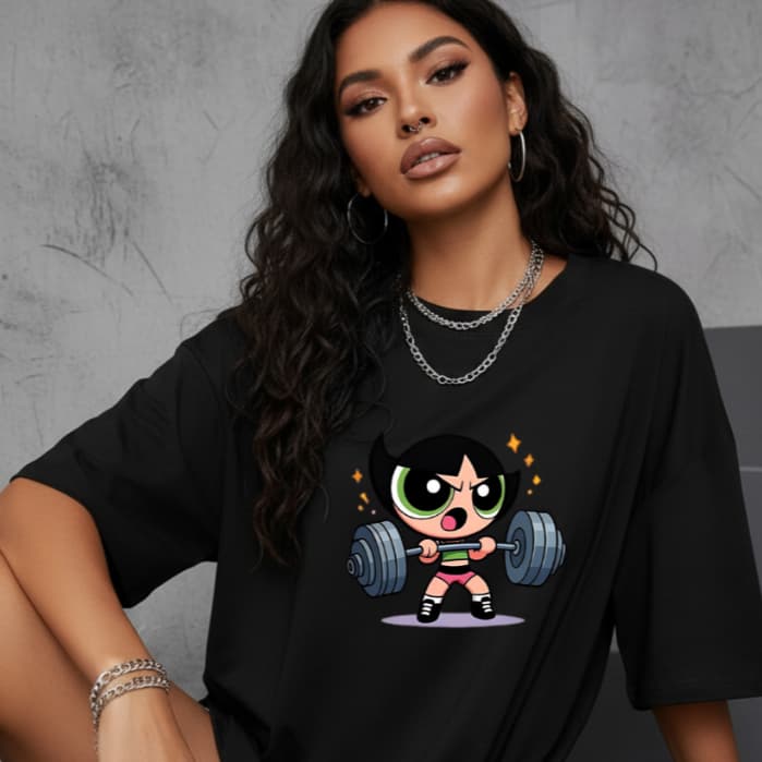 Camisa Camiseta Feminina Treino Academia Foco Mulher 100% Algodão Super Poderosas Docinho Tendencia