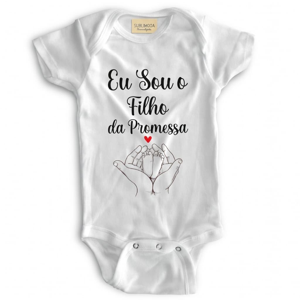 Body Bebê Personalizado Eu Sou o Filho da Promessa – Poliéster e Elastano! - Estica! 👶❤️