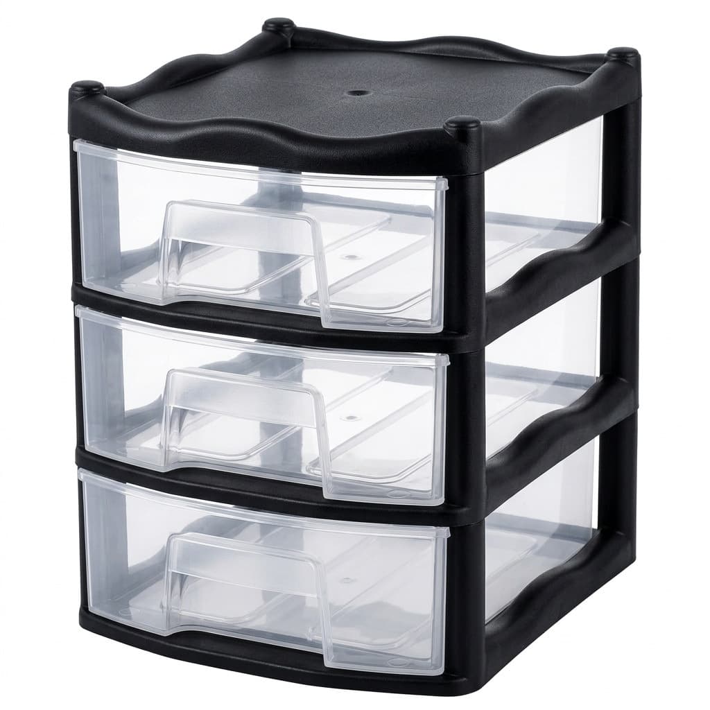 Mini Gaveteiro Organizador - 3 Gavetas Plástico Escritório - 17 x 15 x 14cm - Mais organização e praticidade no seu dia