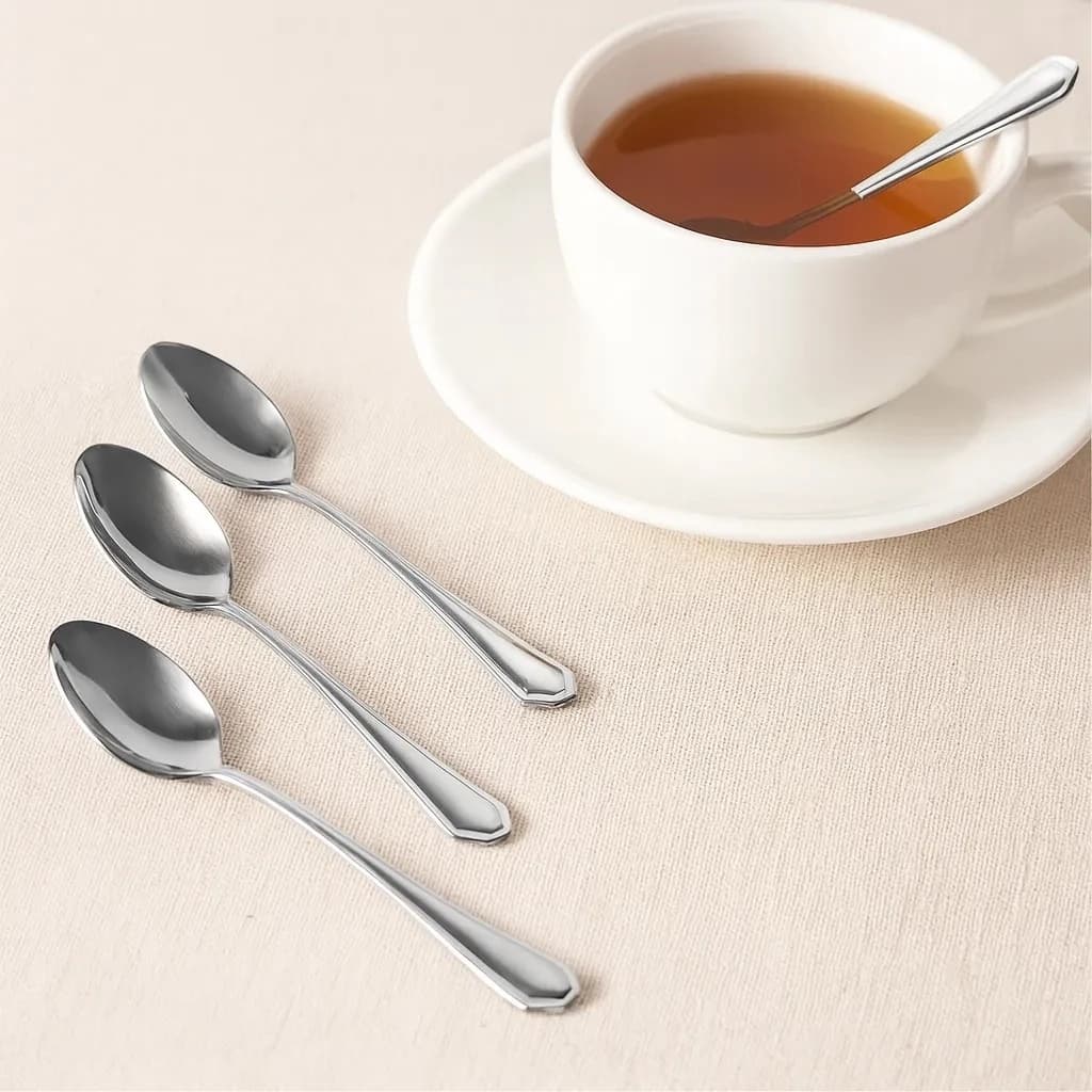 Kit 12 Colheres Sobremesa Aço Inox Resistentes Design Moderno Mesa Jantar Cozinha