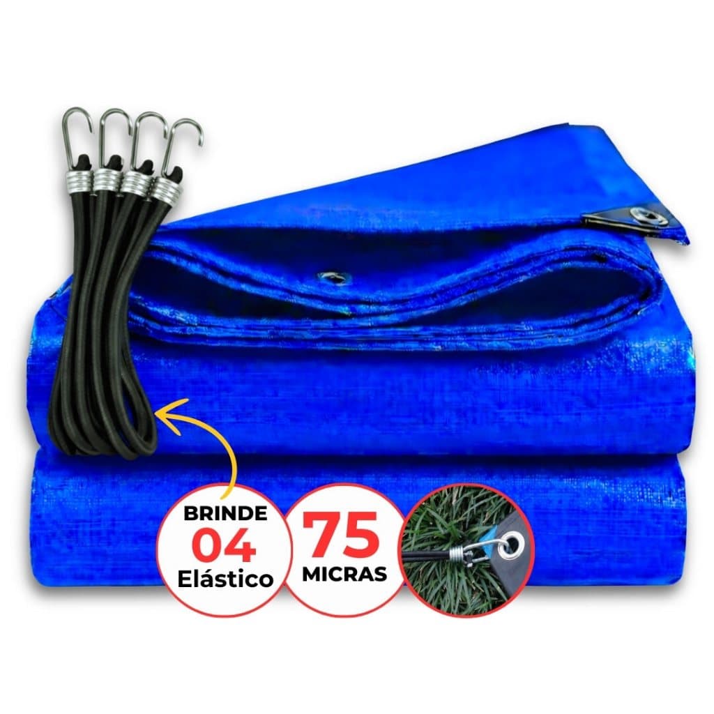 Lona 4x4 Impermeável Azul Leve Caminhão Plástica Com Kit 4 Extensor Elástico