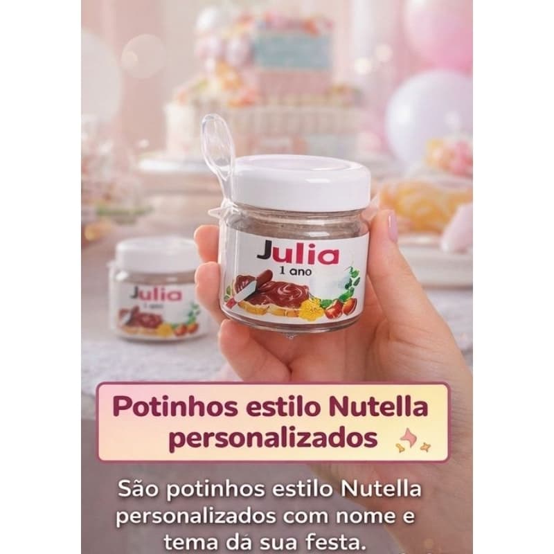 20 Potinho de Nutella Personalizado! ❤️