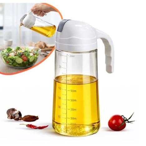 Dispenser Vidro 630ml Óleo Azeite Sistema Ampulheta Tampa Dosadora Bico Silicone